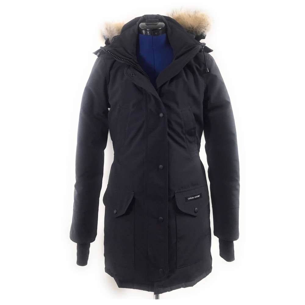 Black Trillium Parka Long Coat Fur Trim Hood
